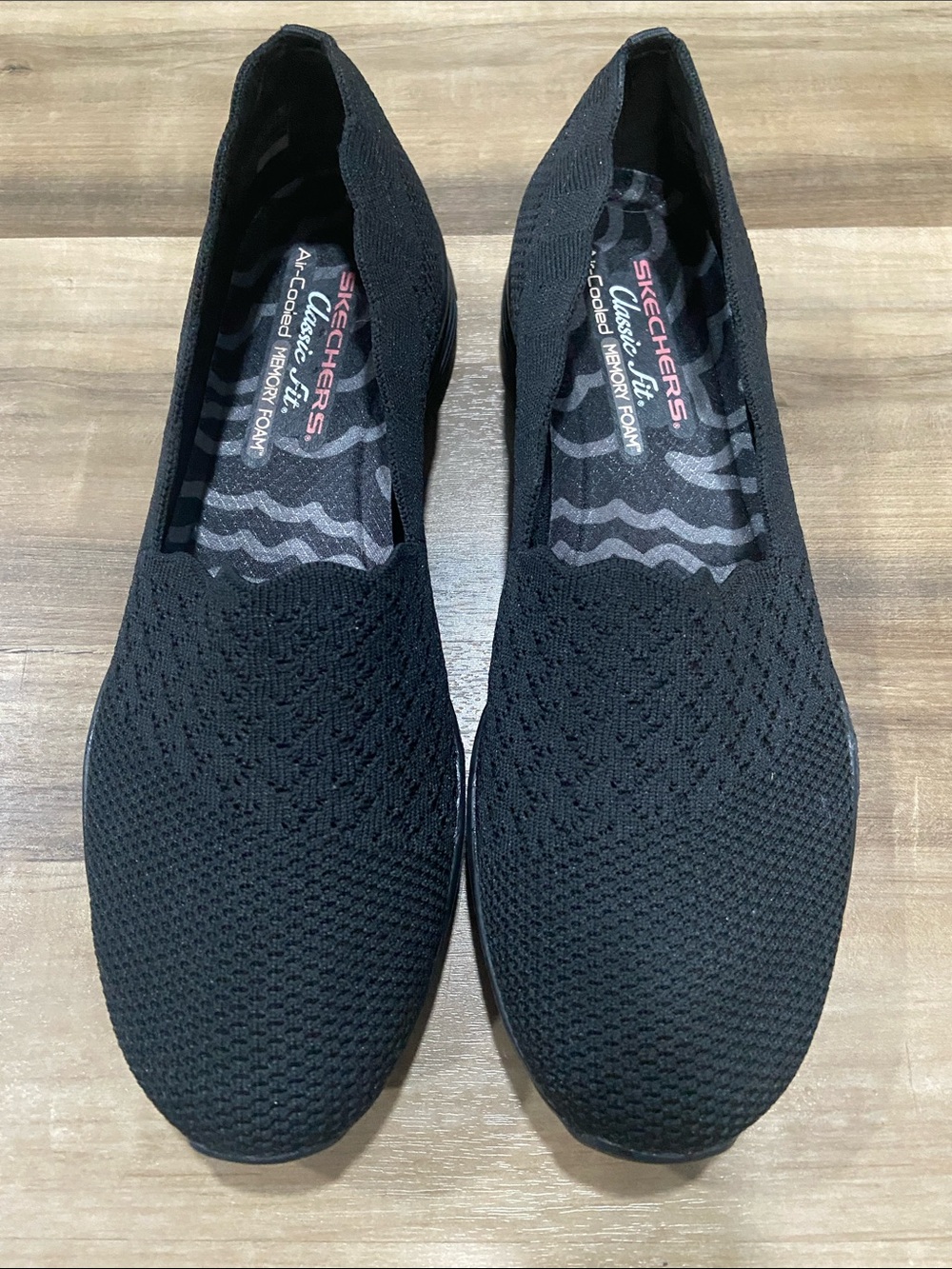 Skechers Black Slip-On Knit Flats